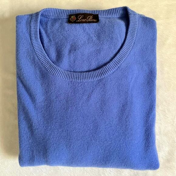 Loro Piana Baby Cashmere Sweater Men's XXL Classic Crewneck Pullover Jumper Blue - Picture 9 of 9